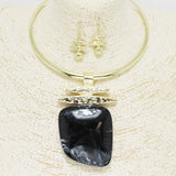 90260, GEOMETRIC CELLULOID ACETATE ACCENT CHOKER NECKLACE