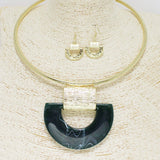 90261, GEOMETRIC CELLULOID ACETATE ACCENT CHOKER NECKLACE