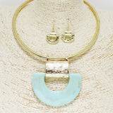 90261, GEOMETRIC CELLULOID ACETATE ACCENT CHOKER NECKLACE