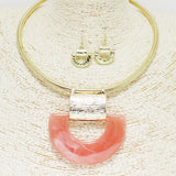 90261, GEOMETRIC CELLULOID ACETATE ACCENT CHOKER NECKLACE