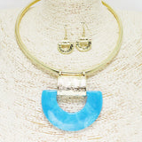 90261, GEOMETRIC CELLULOID ACETATE ACCENT CHOKER NECKLACE