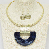 90261, GEOMETRIC CELLULOID ACETATE ACCENT CHOKER NECKLACE