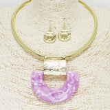 90261, GEOMETRIC CELLULOID ACETATE ACCENT CHOKER NECKLACE