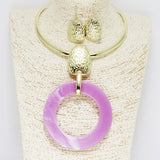 90262, ROUND RING CELLULOID ACETATE ACCENT CHOKER NECKLACE