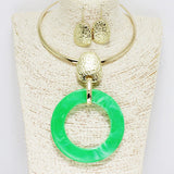 90262, ROUND RING CELLULOID ACETATE ACCENT CHOKER NECKLACE