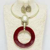 90262, ROUND RING CELLULOID ACETATE ACCENT CHOKER NECKLACE