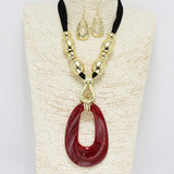 90263, GEOMETRIC CELLULOID ACETATE WITH SUEDE TRIM NECKLACE