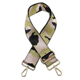 90276, CAMOUFLAGE PATTERN WITH GOLD GLITTERS EMBROIDERED ADJUSTABLE BAG STRAP