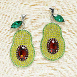 90277, BIG RHINESTONE AVOCADO EARRING