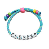 90302, "BLESSED" WORD BLOCK ADJUSTABLE BRACELET, RELIGIOUS