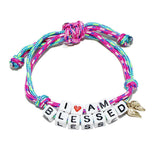 90302, "I AM BLESSED" WORD BLOCK ADJUSTABLE BRACELET, RELIGIOUS