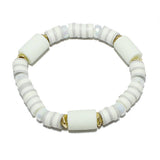 90304, ROUND GEOMETRIC ACCENT HEISHI BEADED STRETCH BRACELET