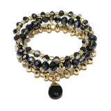 90305, NATURAL STONE CHARM MULTI LAYERED BEADED STRETCH BRACELET