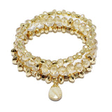 90305, NATURAL STONE CHARM MULTI LAYERED BEADED STRETCH BRACELET
