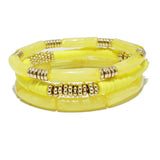 90306, CELLULOID ACETATE MULTI LAYERED STRETCH BRACELET
