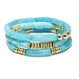 90306, CELLULOID ACETATE MULTI LAYERED STRETCH BRACELET