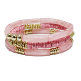 90306, CELLULOID ACETATE MULTI LAYERED STRETCH BRACELET