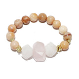 90307, NATURAL STONE TEXTURE BEADED STRETCH BRACELET