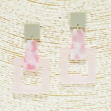 90334, LEOPARD PRINT GEOMETRIC CELLULOID ACETATE EARRING