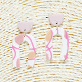 90338, MULTI PRINT ARCH RUBBER CLAY EARRING