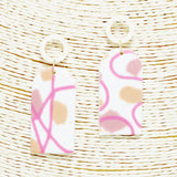 90342, MULTI PRINT GEOMETRIC RUBBER CLAY EARRING