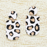90344, LEOPARD PRINT GEOMETRIC EARRING