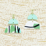 90353, MULTI PRINT GEOMETRIC RUBBER CLAY EARRING