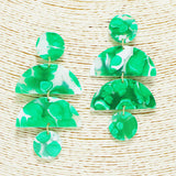 90358, MULTI PRINT GEOMETRIC CELLULOID ACETATE EARRING