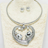 90392, HEART MULTI RHINESTONE CHOKER NECKLACE