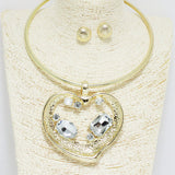 90392, HEART MULTI RHINESTONE CHOKER NECKLACE