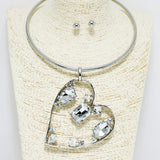 90393, HEART MULTI RHINESTONE CHOKER NECKLACE