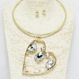 90393, HEART MULTI RHINESTONE CHOKER NECKLACE