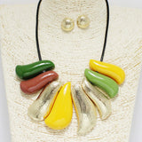 90398, GEOMETRIC SLIDES WITH LEATHER CORD NECKLACE