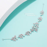 90440, PEARL FLORAL LEAF CRYSTAL RHINESTONE WEDDING HAIR VINE BUN WRAP