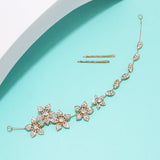 90444, FLORAL LEAF CRYSTAL RHINESTONE WEDDING HAIR VINE BUN WRAP