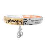 90454, "AMAZING GRACE" MUSIC NOTE CHARM INSPIRATIONAL STRETCH BRACELET, RELIGIOUS