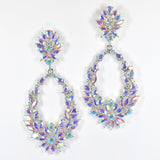 107390, FLORAL RHINESTONE EVENING DANGLE EARRING