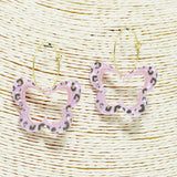 90530, BUTTERFLY LEOPARD PRINT ACRYLIC HOOP EARRING