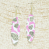 90535, LEOPARD PRINT GEOMETRIC WOOD EARRING