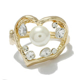 90541, HEART WITH PEARL RHINESTONE CHUNKY BANGLE BRACELET, VALENTINE'S DAY