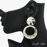 90557, GEOMETRIC ROUND METAL CLIP ON EARRING