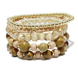 90583, MIXED MULTI LAYERED BEADED STRETCH BRACELET