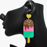 90589, ICE CREAM BAR GLITTER ACRYLIC EARRING, POPSICLE