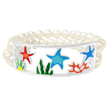 90648, STARFISH EPOXY WITH PEARL STRETCH BRACELET, SEA LIFE, OCEAN THEME