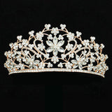 90662, FLOWER RHINESTONE CRYSTAL CROWN TIARA WITH HAIR PINS, WEDDING, BRIDAL, PROM