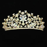 90662, FLOWER RHINESTONE CRYSTAL CROWN TIARA WITH HAIR PINS, WEDDING, BRIDAL, PROM