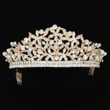 90663, FLOWER RHINESTONE CRYSTAL CROWN TIARA WITH HAIR COMB, WEDDING, BRIDAL, PROM