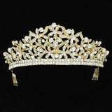 90663, FLOWER RHINESTONE CRYSTAL CROWN TIARA WITH HAIR COMB, WEDDING, BRIDAL, PROM