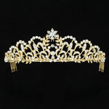 90665, RHINESTONE CRYSTAL CROWN TIARA WITH HAIR COMB, WEDDING, BRIDAL, PROM