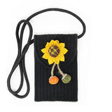 90672, SUNFLOWER PATCH ACCENT MINI STRAW CROSSBODY BAG